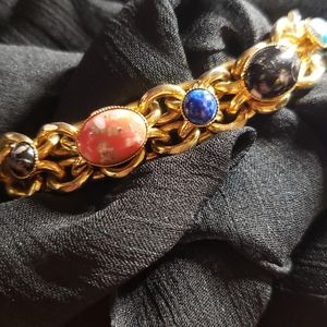 Gemstone Bracelet set on a Golden Link